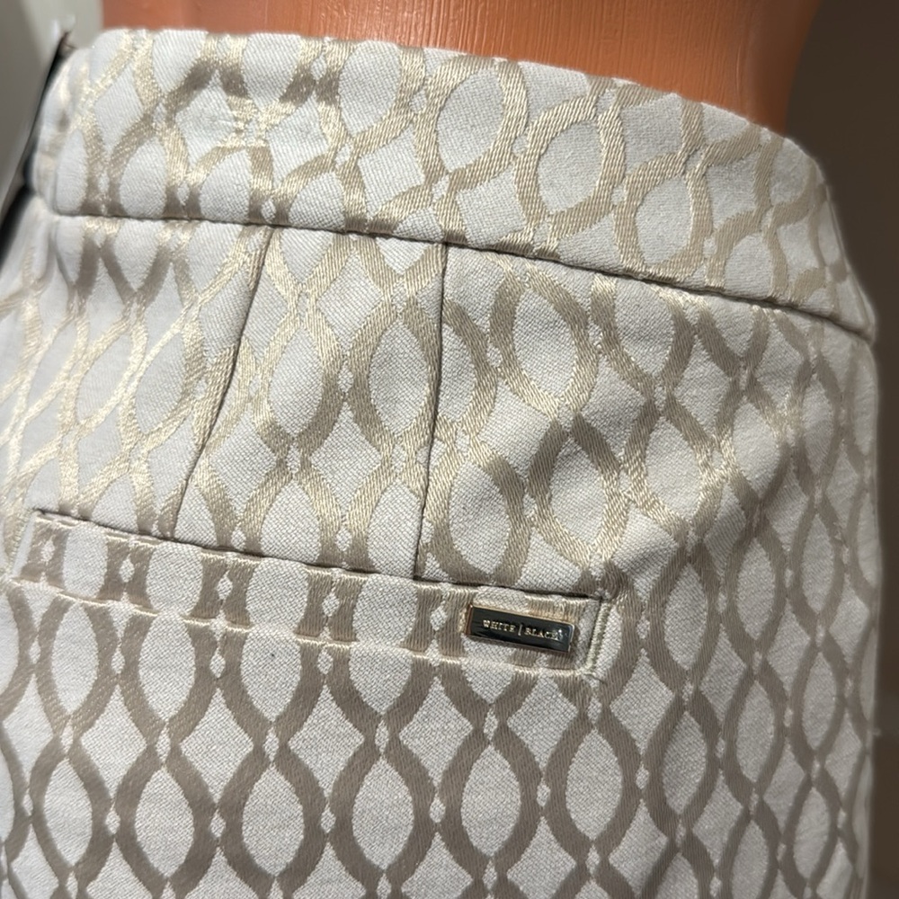 WHBM Ecru Cream Printed Jacquard Slim Ankle Pants 4P $84 NWT - Picture 4 of 10